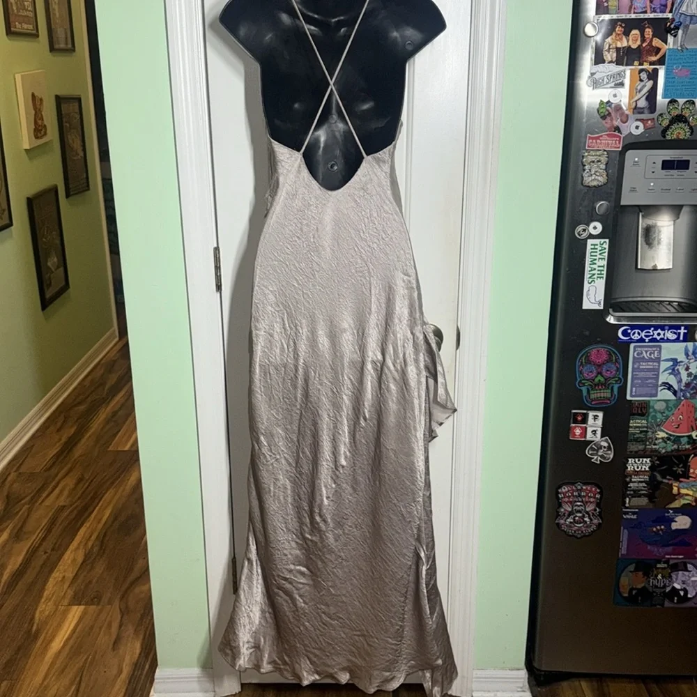 Backstage x Free People Dusty Pink Shimmery Asymmetrical Dancing Gown Size XS - Picture 10 of 12